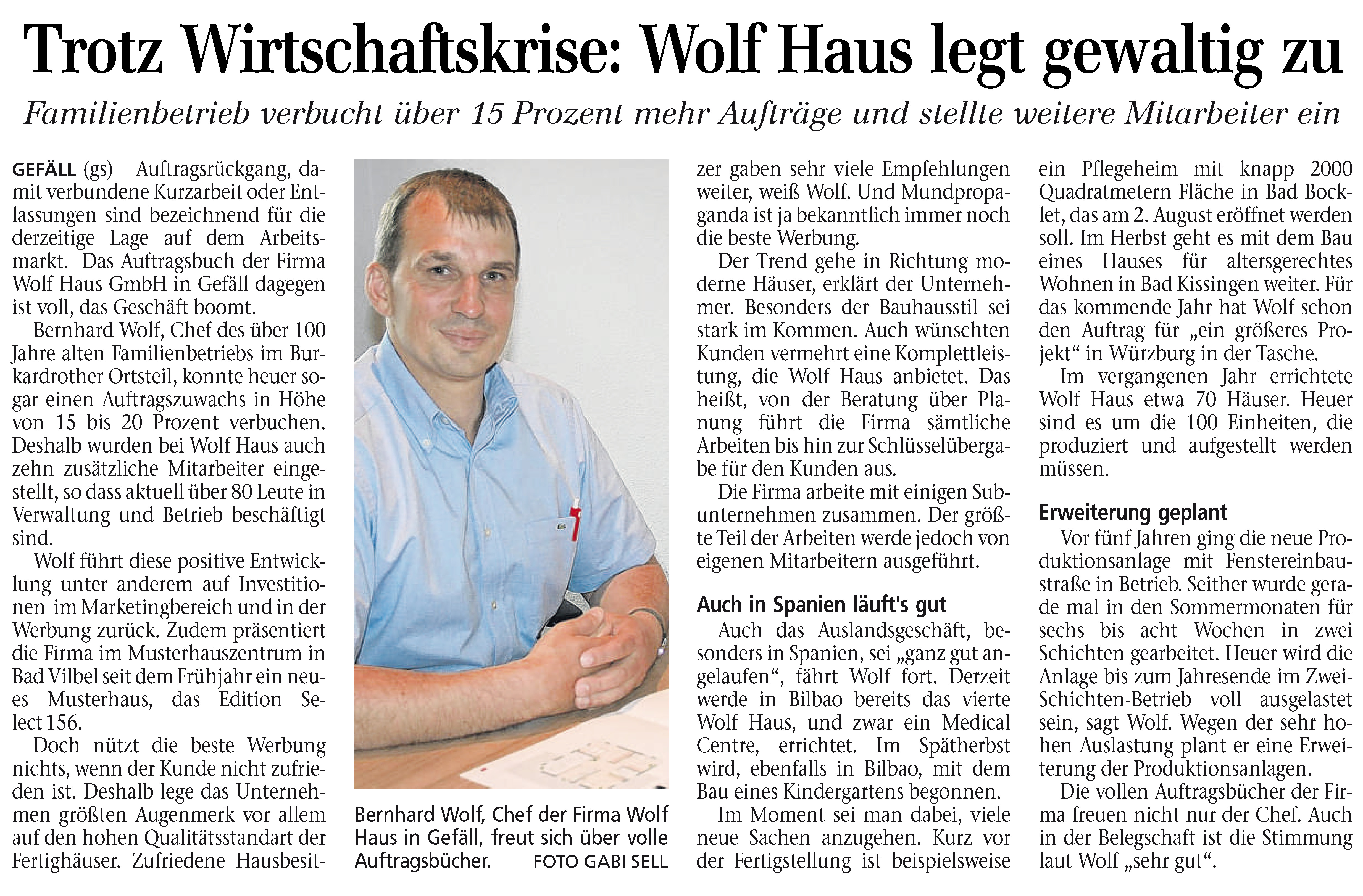 WOLF-Haus Pressebricht